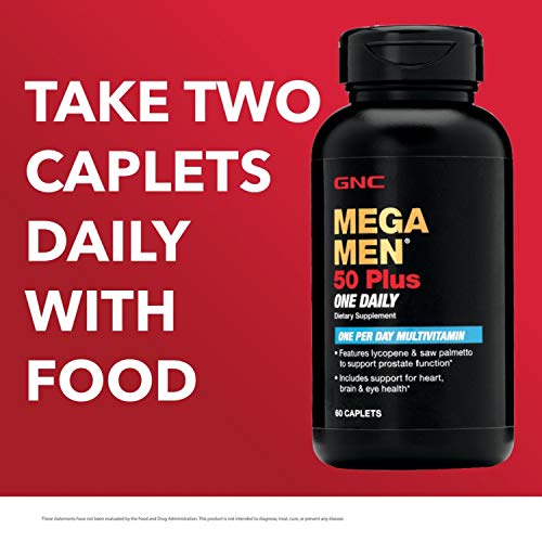 GNC Mega Men 50 Plus One Daily Multivitamin for Men, 60 Count, Take One