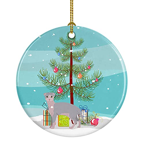 Caroline's Treasures Ukrainian Levkoy Cat Merry Christmas Ceramic Ornament Chri…