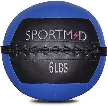 Sportmad Soft Medicine Ball Wall Ball for CrossFit Exercises Strength Training Cardio Workouts Muscle Building Balance, 6/10/12/14/18/20/28/30LBS, Red&amp;Black /Blue&amp;Black