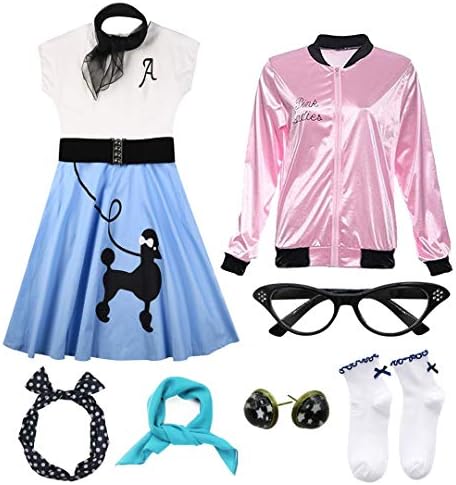 Hofolio 1950s Women Pink Lady Jacket with Poodle Dress Set