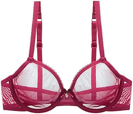 DayUP Fashion Transparent Ultra-thin Lingerie Underwear Lace Women Bra Wine Red 85C