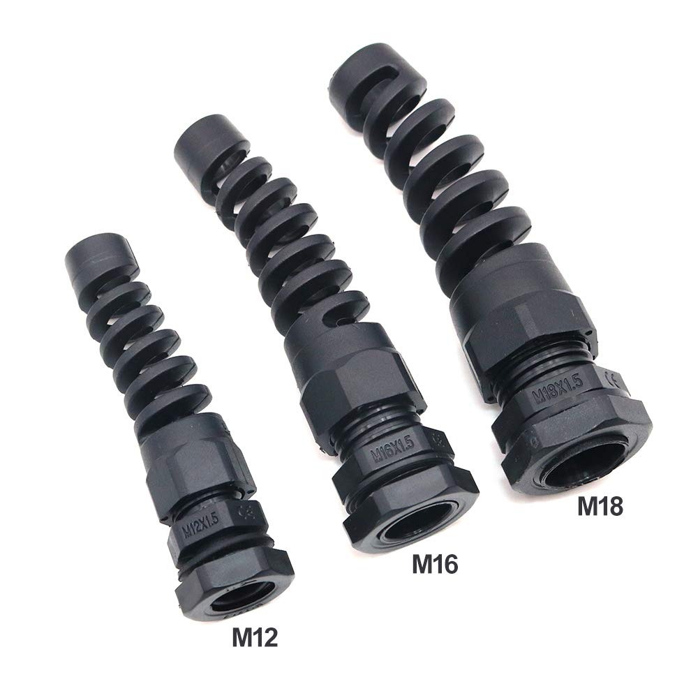 Namvo20 Pieces Waterproof M16 Cable Connectors Spiral Strain Relief Protector - Black - Image 4