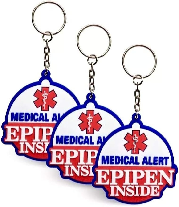 3 PACK EPIPEN INSIDE BAG TAGS/KEYCHAINS, ALLERGY MEDICAL ALERT TAGS