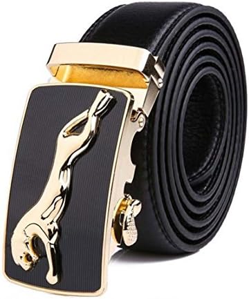 Aismkj leopard skin automatic buckle men business casual belt men belt high grade alloy (Black e)