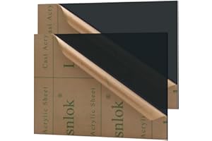 Lesnlok Black Transparent Acrylic Sheet 1/8 inch Thick 3mm 2 Pieces 8 x 10 Clear Plexiglass Sheet for Sign,Craft,Painting,Laser Cutting,DIY Display Projects (2, Black, 8"x 10")