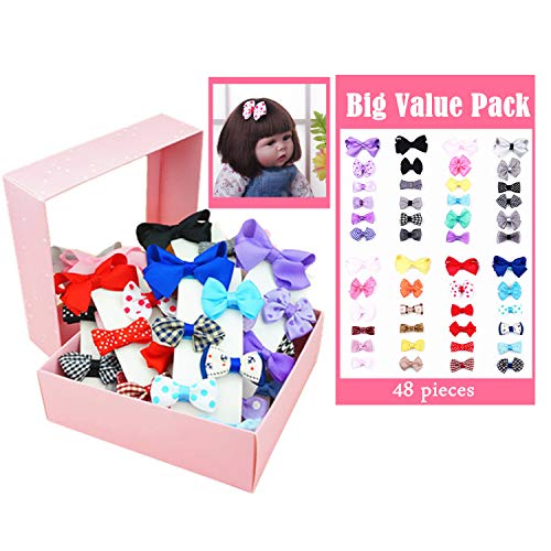 BIG VALUE SET---Belle Beau Baby Girls' Hair Bow Clips, Hair Accessories, Toddler Hair Barrettes, Value Pack, 8 Sets, 48 Pcs