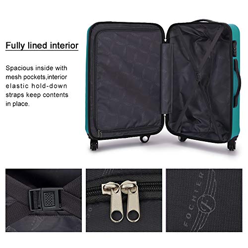 Luggage 3 Piece set ABS Hardshell with Spinner Durable and Lightweight 3 PC Suitcase sets 20 24 28 inch, Free Backpack Inside (Green 2)