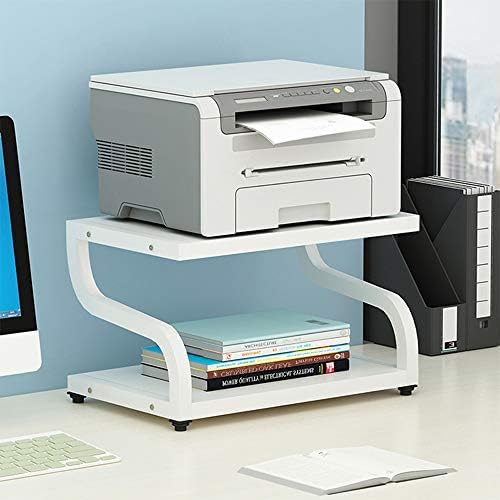Cocoroto Desktop Printer Scanner Shelf Stand Rack with Anti - Skid Pads for Desktop Organizer Storage Shelf Double Tier Tray for Microwave Oven Potted Plants,White