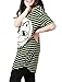Allegra K Women Stripes Cartoon Print Loose Tunic Top Green XL