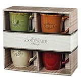 Set of Four Rustic Stoneware Coffee/Tea Mugs