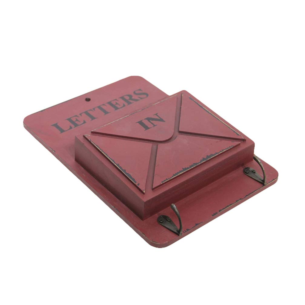 Artibetter Mail Envelope Holder with Key Hooks Wall Rustic Letter Shelf
