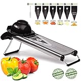 Elyx V Blade Mandoline Slicer 6 in 1 is made of premium quality stainless steel, vegetable slicer has very sharp stainless steel blades which do not require sharpening