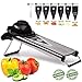 Mandoline Slicer 6 in 1 is made of premium quality stainless steel, vegetable slicer has very sharp stainless steel blades which do not require sharpening
