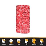 12-in-1 Bandana Headband - UPF 30 Versatile Outdoors & Daily Headwear - 12 Ways to Wear including Bandana, Neck Gaiter, Helmet Liner, Balaclava. Performance Moisture Wicking Microfiber