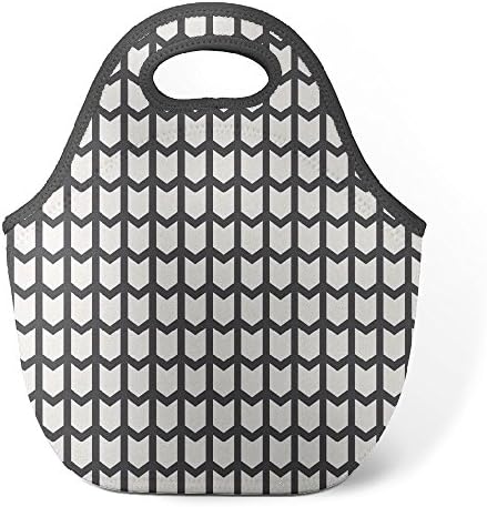 Good4Life - Neoprene Lunch Tote Insulated Reusable Picnic Lunch Bag [ Colorless Roof Tile Pattern ]