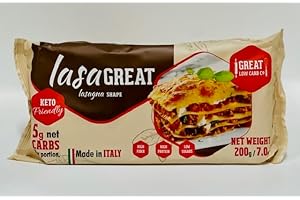 GREAT LOW CARB BREAD COMPANY CO. Great Low Carb Company LasaGreat Lasagna Shape 7 oz pastas, Keto, Low carb, High Protein. 5 Net Carbs, 19g Protein (1 pack)