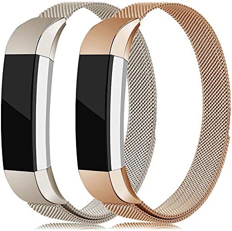 LNOOIU Metal Bands Compatible with Fitbit Alta, Replacement for Alta HR Stainless Steel Bands Adjustable Accessory Wristband for Alta Bracelet Women Men Girls Boys(2 Pack Large C)