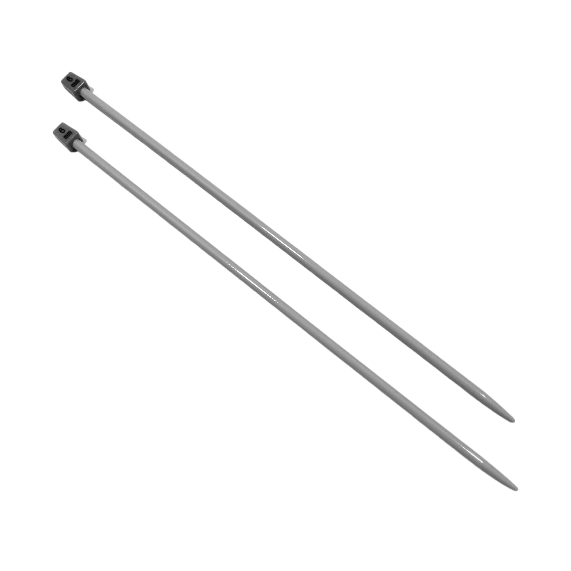 JYC CREATIVE Pair of Knitting Needles 6 mm x 35 cm, Long Needles with Ergonomic Grip Grip Handle, Ideal for Knitting Projects, Suitable for Beginners and Experts (1 Pair, 6 mm x 35 cm)