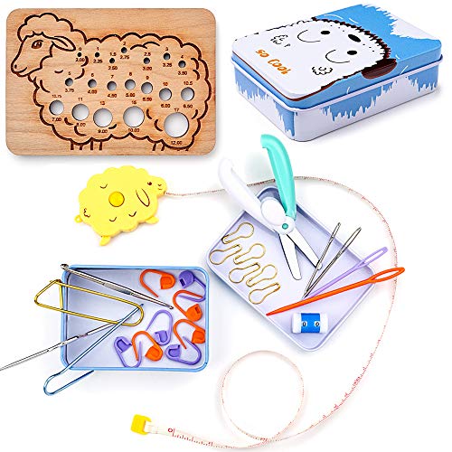 Exquiss 27 pcs Knitting Kits Beginner Knitting Kits Knitting Supplies Weaving Tools Knitting Tools Tin for Knitting Beginners DIY Knitting Knitting Gifts (Best Knitting Needles For Beginners)