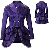 Mambabacosp Vintage Gothic Victorian Women's Tuxedo Jacket Steampunk Costume Layered Dress Coat
