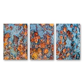Canvas Wall Art Abstract Iron Rusty Painting Artwork for Home Prints Framed - 16"x24" x 3 Panels