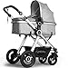 Newborn Baby Stroller by Cynebaby – Converts from Luxury Bassinet Seat to Infant Pushchair – Grey