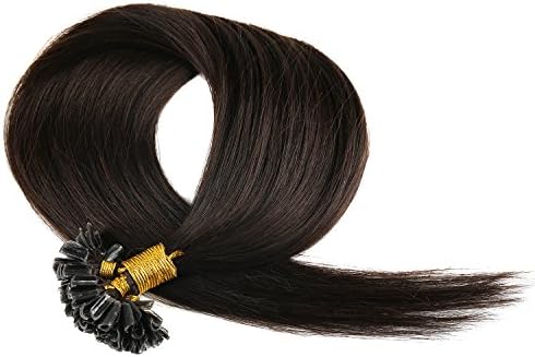 Grammy 100 Strands 18 Inch Remy Pre Bonded Nail Tip Human Hair Extensions Dark Brown #02 (0.5g/s) 50g Weight