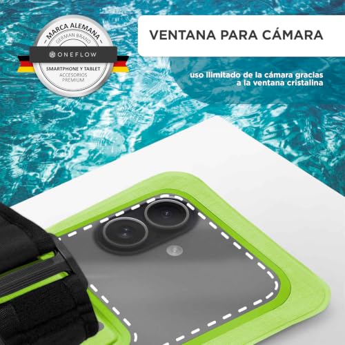 ONEFLOW Funda impermeable para Samsung Galaxy A02s, ventana táctil y cámara, correa y correa para colgar, color verde