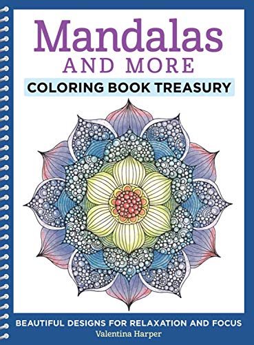 valentina harper mandalas and more coloring book treasury: beautiful designs for relaxation and focus  96 delightful one-side-only designs on extra-thick perforated paper in a spiral lay-flat binding