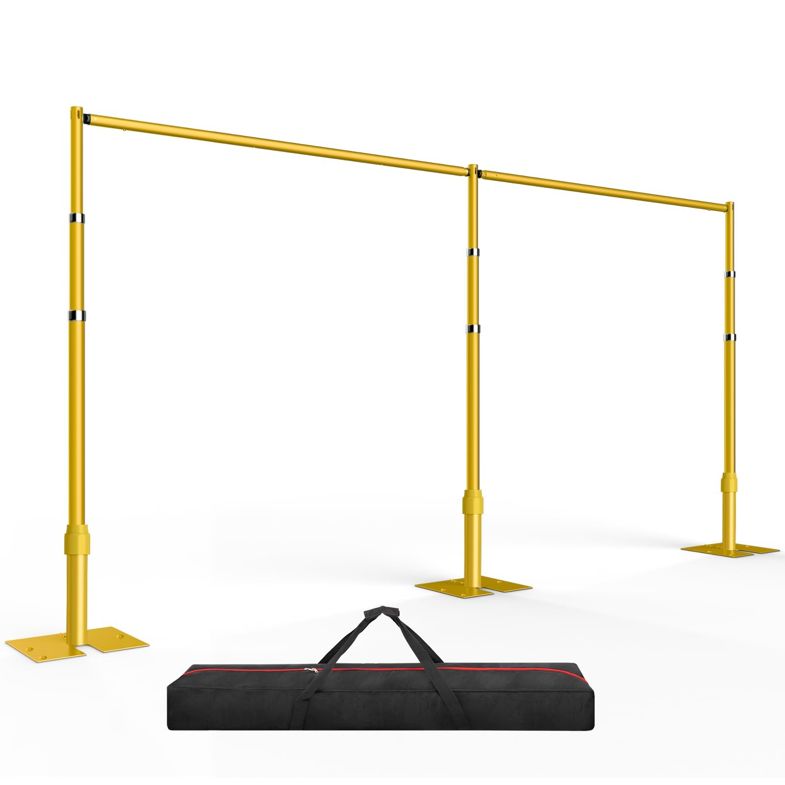 Photo 1 of EMART Backdrop Stand Heavy Duty 8.9ftx20ft, Adjustable Pipe and Drape Photo Background Support Kit, Metal Frame with Flat Base for Wedding Birthday Party Banquet Decorations-Gold