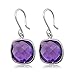 Gem Stone King 12.00 Cttw Purple Amethyst Dangle Earrings For Women | 925 Sterling Silver | Gemstone Birthstone | Cushion Checkerboard Cut 12MM