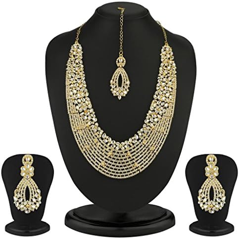 Indian Necklace Jewelry Set Bollywood Fashion Bridal Dazzling Gold AD Statement For Women