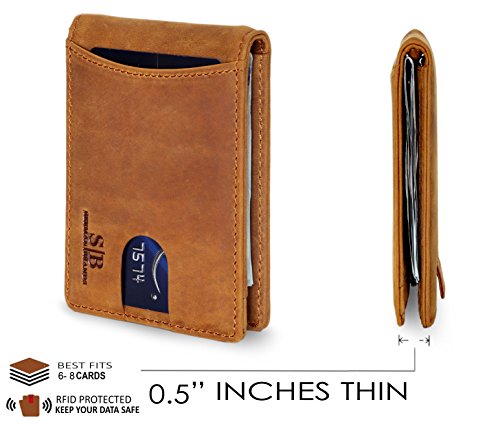 4 Blocking+Genuine+Leather+Minimalist+Wallets