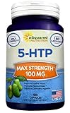 Pure 5-HTP (100mg, 180 Capsules) - Max Strength 5 HTP Supplement Pills, All Natural 5HTP to Improve Mood, Sleep & Relaxation, Increases Appetite Control to Aid Weight Loss, Stress Relief Vitamin