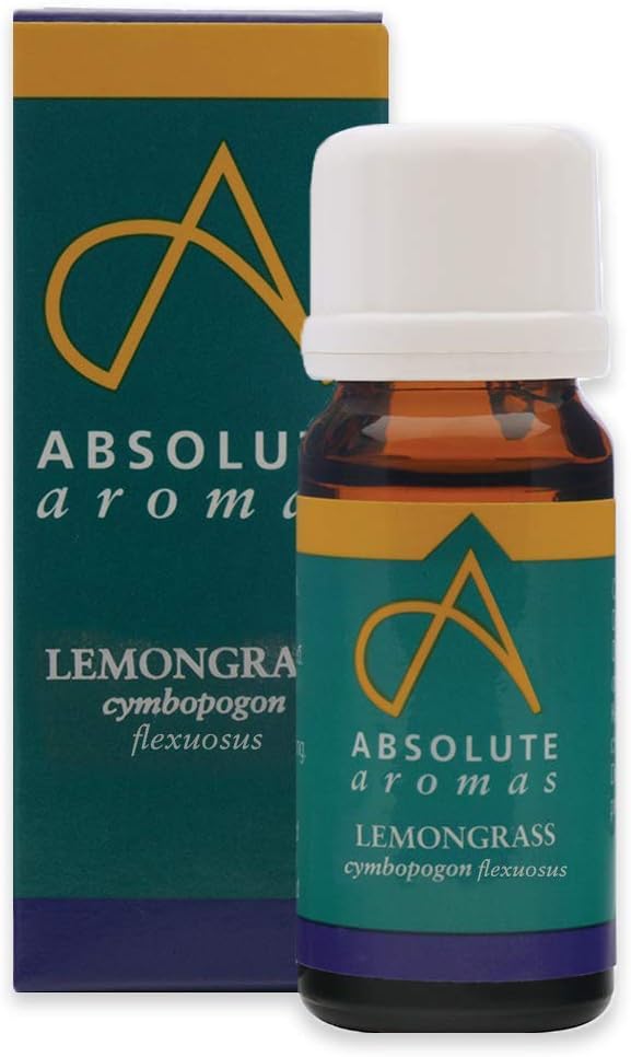 Absolute Aromas Lemongrass Essential Oil 10ml, 100% Pure, Natural, Steam Distilled, Undiluted, and Cruelty-Free