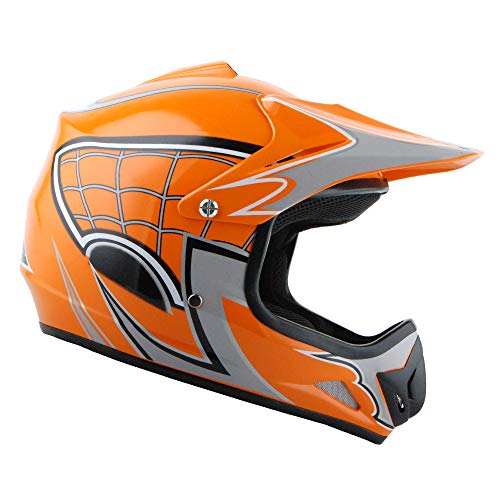 WOW Youth Kids Motocross BMX MX ATV Dirt Bike Helmet Spider Web Orange - Thumbnail 7