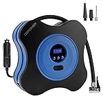 DBPOWER 12V DC Air Compressor Pump, Digital Tire Inflator by 150PSI with Digital Gauge, 3 High-air Flow Nozzles & Adaptors for Cars, Bicycles and Basketballs (Black and Blue)