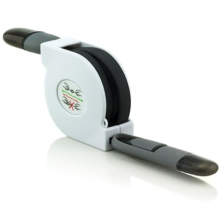C.D.R. Ausziehbar ausziehbares 2in1 2.0 Micro USB High Speed Ladekabel Datenkabel Ladegerät Daten Lade Flat Kabel für Samsung