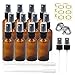 Pack of 12, 1 oz Amber Glass Bottles with Black Fine Mist Sprayers by Mavogel, Including 2 Extra Black Fine Mist Sprayers, 2 Stainless Steel Mini Funnel, 2 Transfer Pipettes, 12 Bottle Labels