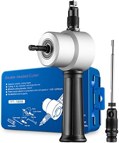 Double Head Sheet Nibbler Metal Cutter, Nibbler Drill Attachment Sheets Metal Cutter By Dicfeos, Tool Kit with Extra Punch and Die