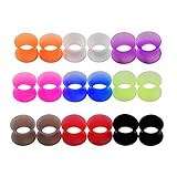 Longbeauty 9 Pair 22MM Thin Silicone Ear Skin Flexible Flesh Tunnel Expander Gauge Earlets 9 Colors at the same size