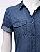 JJ Perfection Women's Chambray Denim Short Sleeve Button Down Blouse