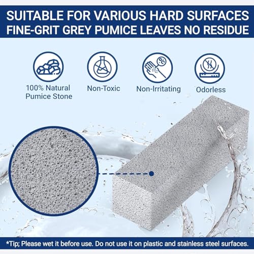 YOKNETIG 4pcs Escobillas de Inodoro de Piedra,Bloque para Limpieza,Escobilla De Baño De Piedra Pómez con Mango Colgante para Manchas de Agua Dura en Inodoros,Parrillas,Azulejos y Lavabos (4)