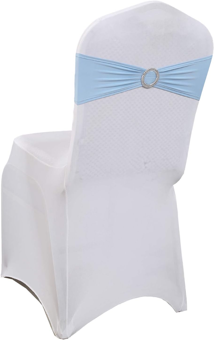 mds Pack of 50 Spandex Chair Sashes Bow sash Elastic Chair Bands Ties with Buckle for Wedding and Events Decoration Lycra Slider Sashes Bow - Baby Blue: Furniture & Decor