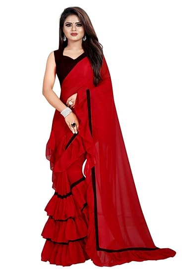 Blue Wish Womens Linen Cotton Blend Saree With Blouse Piece