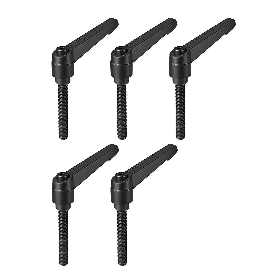 sourcing map 5pcs Adjustable Clamping Lever Handle M8 x 60mm Metric Black Oxide Carbon Steel Male Threaded Stud Hand Knobs Ratchet Rotating Screw Handles Bolts with Locking Lever Black