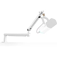 FIFINE Microphone Stand, Mic Boom Arm Stand, Low Profile Podcast Scissor Suspension Stand with Desk Mount, Cables Channels Ma