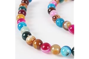 About 62Pcs Natural Banded Agate Beads 6mm Round Agate Gemstone Loose Bead Natural Energy Power Beads for DIY Crafts Jewelry 