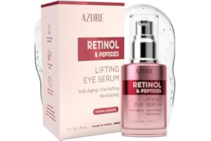Azure Cosmetics Retinol & Peptides Lifting Eye Serum - Anti Aging, De-Puffing & Revitalizing Dark Circle Corrector - Reduces Wrinkles, Fine Lines & Under Eye Bags - Made in Korea - 30mL / 1 fl.oz.