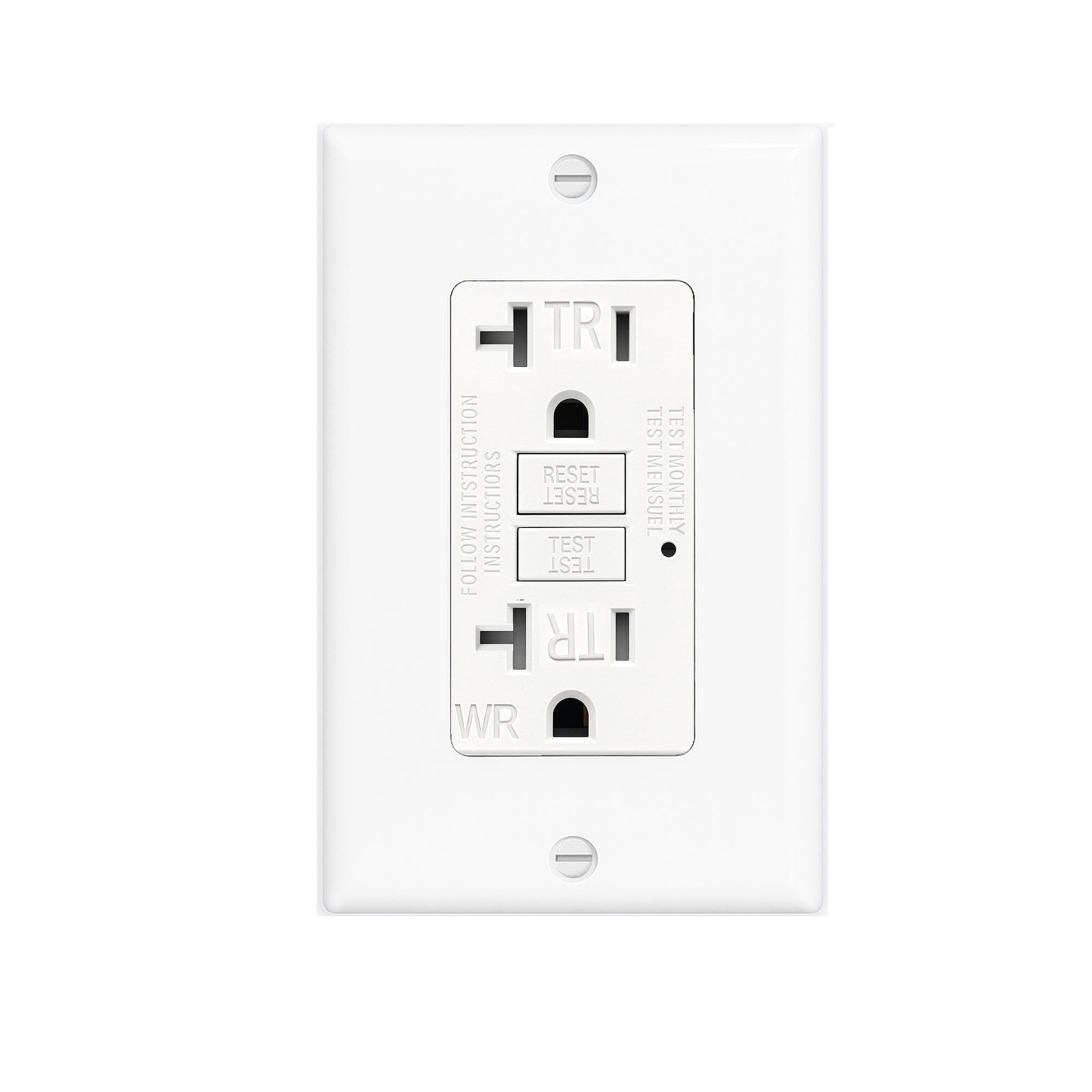 Photo 1 of (20 AMP - 1 Pack) GFCI Outlet WR White – Tamper Resistant, Weather Resistant GFI Receptacle with Self-Test, LED Indicator,UL Listed, Easy Install – Ground Fault Outlet for Outdoor Use & Bathroom